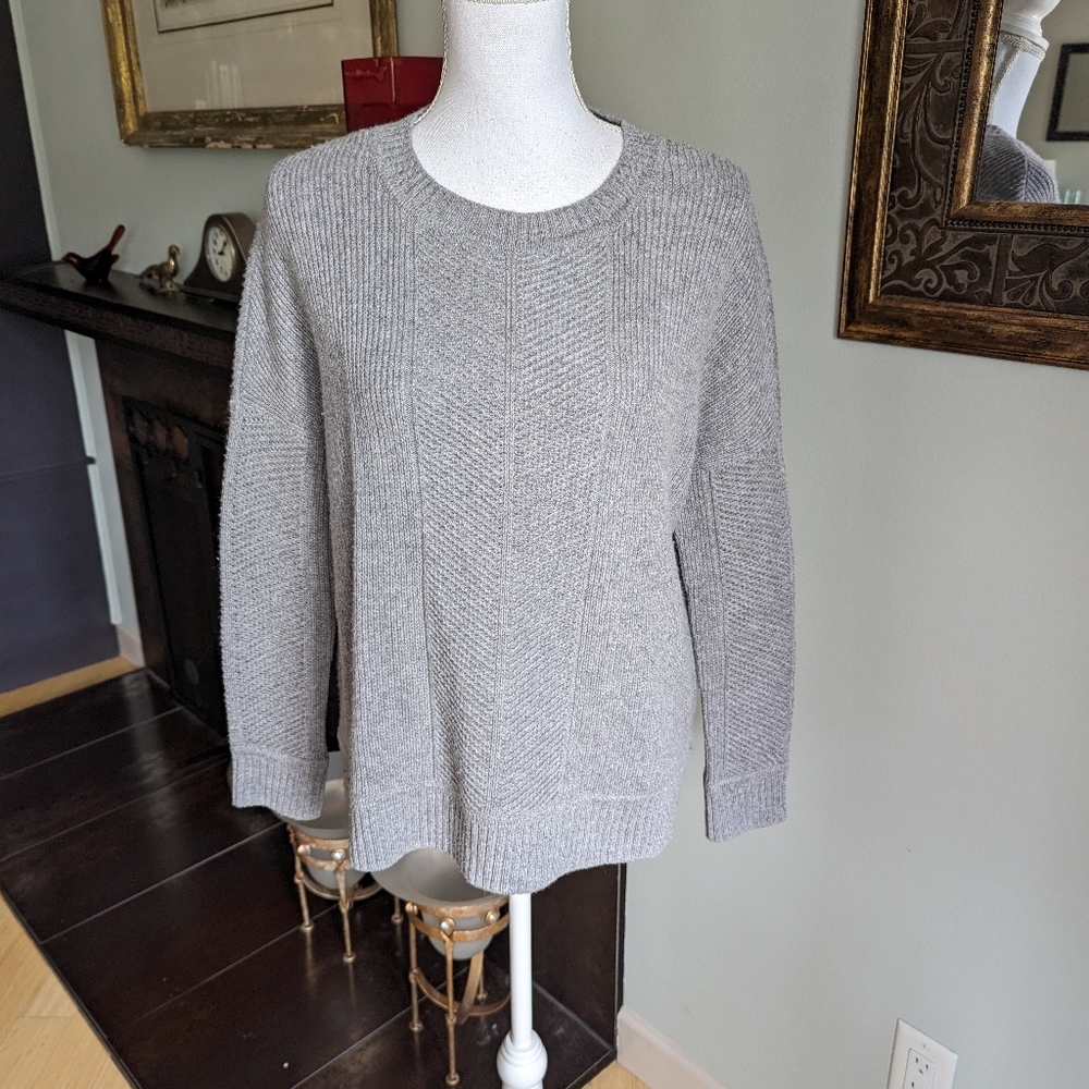 Athleta Wool Cashmere Habitat Sweater Gray Women's XXS Mixed Knit Design 149